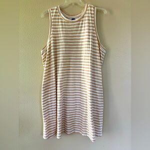 Old Navy Tan and White Striped Dress